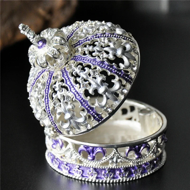 European Style Jewelry Box, Princess Hollow Out Storage, Light Luxury Portable Treasure Bins, Table Top Ring Display Case