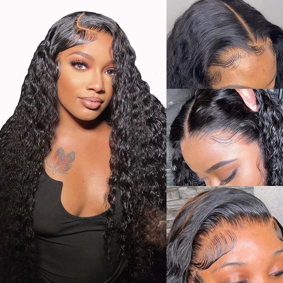 Deep Wave Frontal Wig 13x4 Lace Front Human Hair Wigs 300% HD Lace Frontal Wig 30 inch Lace Wig Water Wave Curly Human Hair Wig