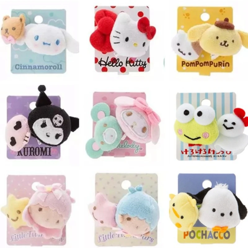 

New Sanrio Anime Hello Kitty Cinnamoroll My Melody Cartoon Plush Doll Hair Rope Rubber Band Headband Girls Hair Accessories