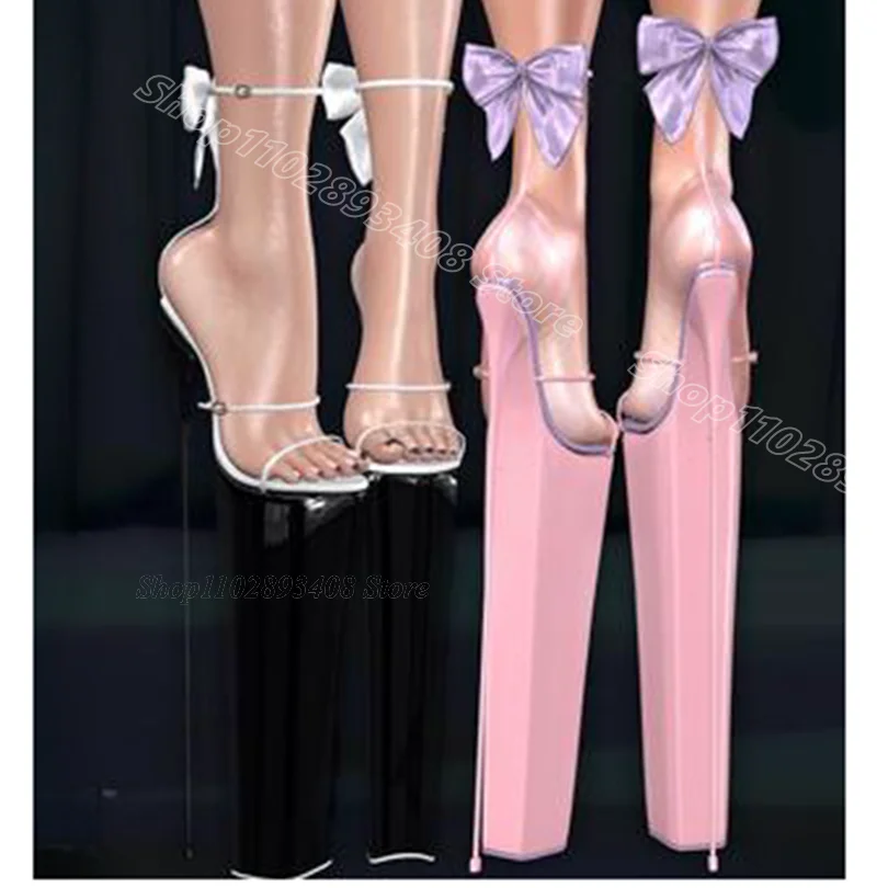 

Pink Bowknot Decor Platform Sandals Thin High Heels Ankle Buckle Open Toe Women Sweet Style Casual Sandals Zapatos Para Mujere