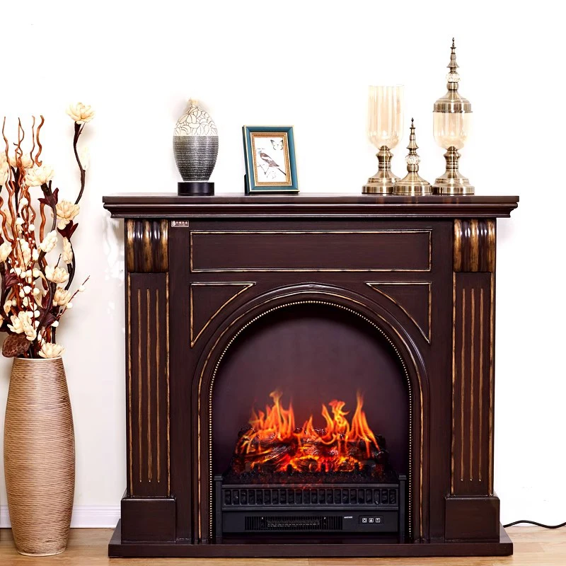 European-style fireplace cabinet, living room household electronic heatersolid wood electronic fireplace rack