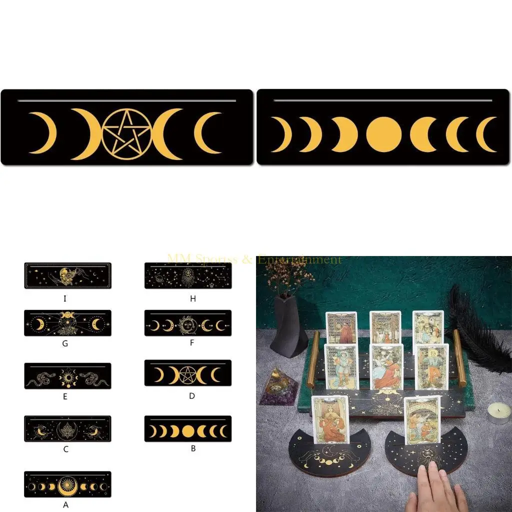 

31BE прямоугольный держатель для карт в форме луны, инструменты для гадания ведьмы, деревянная подставка для карт Таро