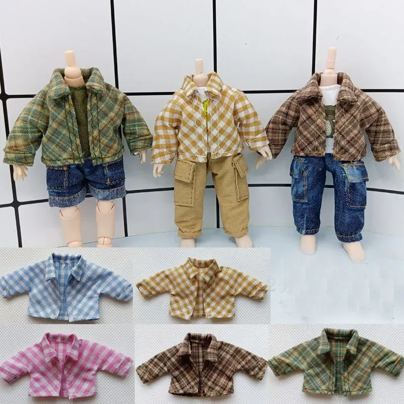 Baby clothes OB11 baby clothes BJD plaid shirt 1/12 dllo clothes doll accessories