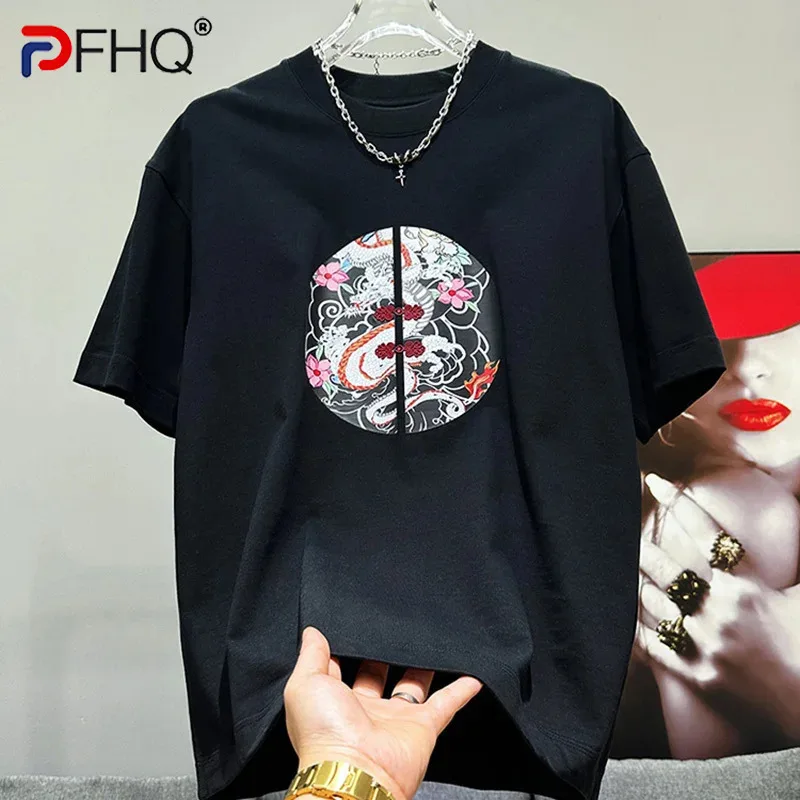 

PFHQ Fashion Short Sleeved Male Tops Chinese Style Patter Print Versatile Haute Quality Personality Men's T-shirt Summer 21Z4668