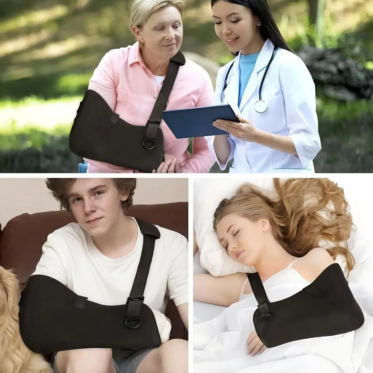 MuqiNush أداة تثبيت الكتف القابلة للتعديل للاستحمام بعد جراحة خلع الكتف مريحة للتنفس #6