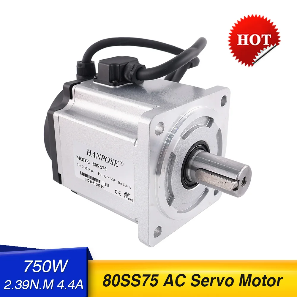 

Free Shipp 750W Servo Motor 80SS75 Shaft Diameter 19mm 5.0A 2.39N.m CNC Milling Machine Equipment 80 servo motor with controller