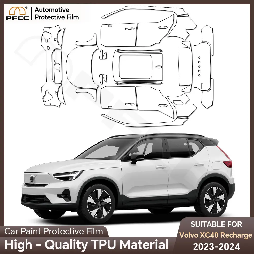 For Volvo XC40 Recharge 2023 2024 Car Paint Protection Film Invisible Body Sticker Anti-Scratch Pre-cut TPU PPF Cars Accessories