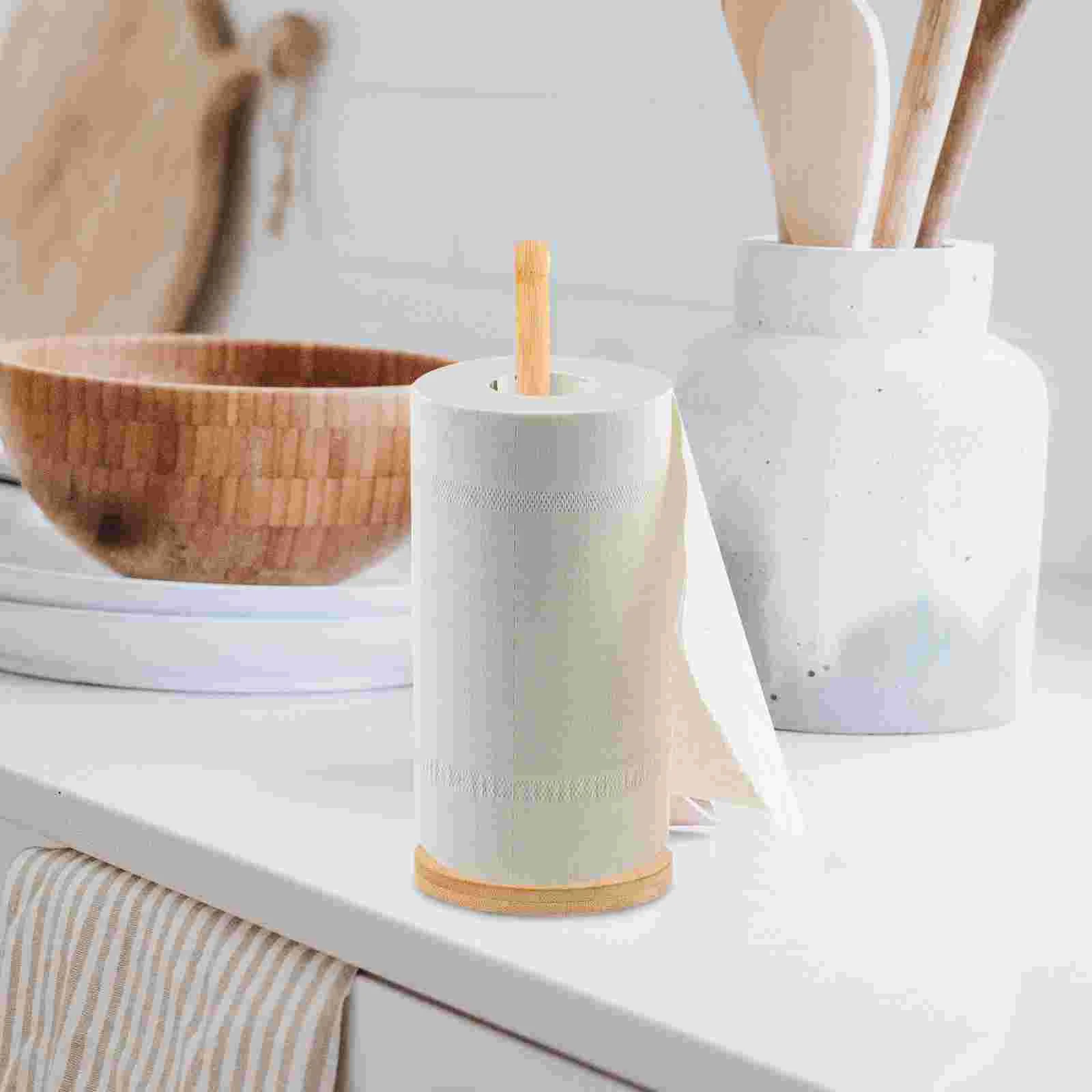 Paper Towel Holder Bamboo Toilet Paper Storage Bathroom Paper Towel Stand paper towel holder countertop