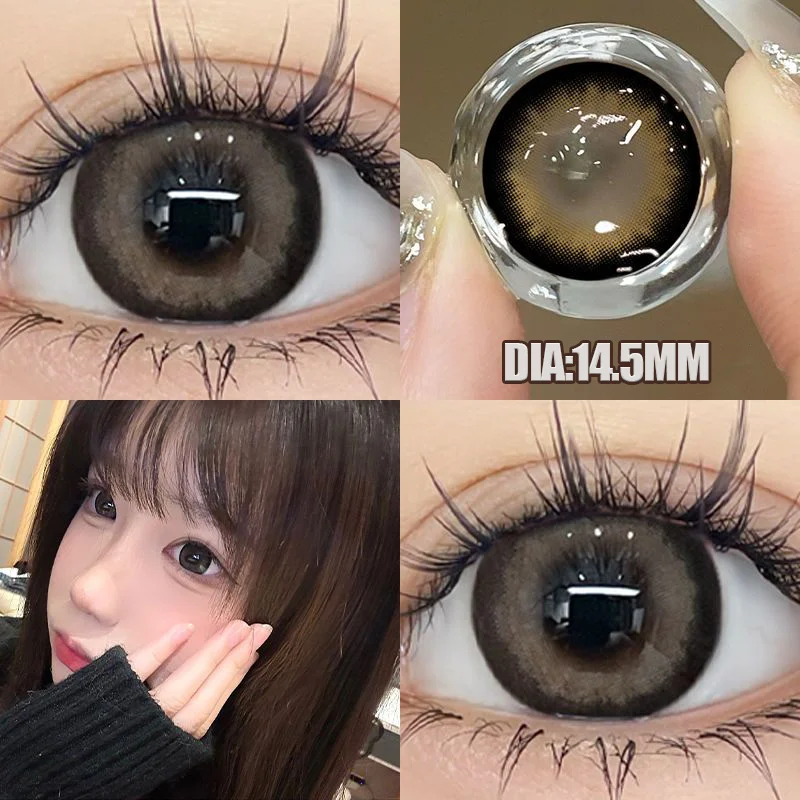 YIMEIXI A Pair of Colored Contact Lenses Black Lenses Student Beauty Cosmetics Eye Prescription Lenses with Colored Lenses