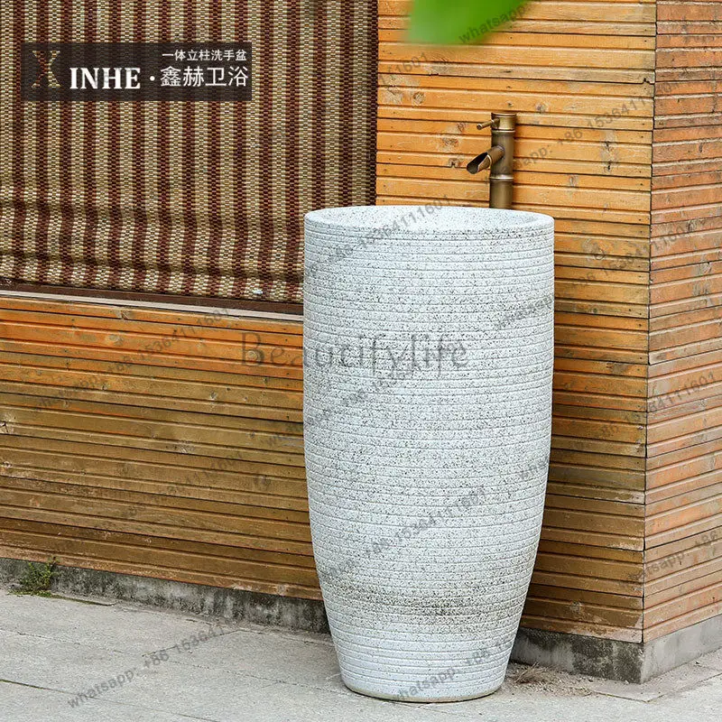 

Jingdezhen ceramic column basin art washbasin one-piece column