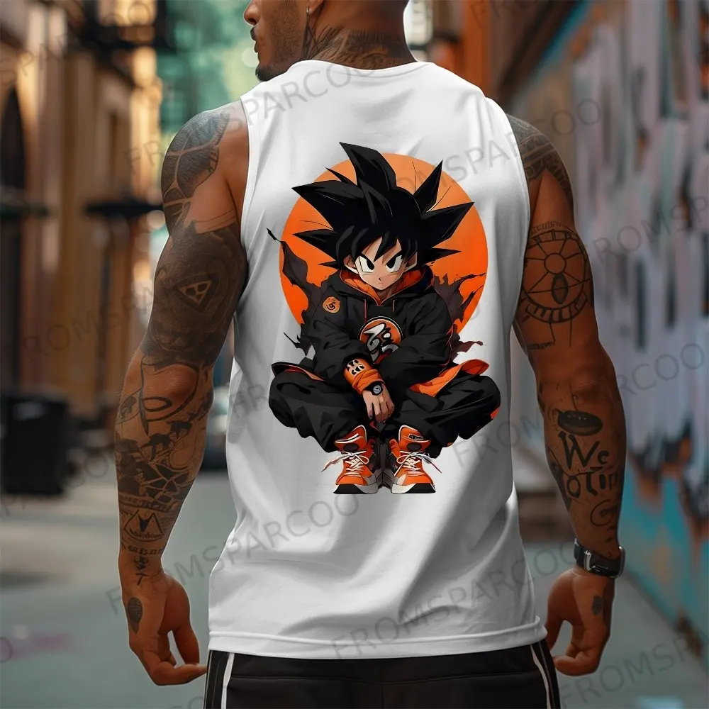 Bandai colaboração anime sem mangas t camisa dos homens ginásio tanque de secagem rápida solto ajuste colete treino basquete moda esportiva