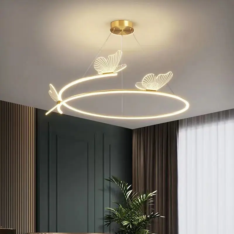 Modern LED Butterfly Ceiling Chandeliers Luxury Lamps Living Dining Room Pendent Lamp Home Decor Hanging Light Luster Fixtures