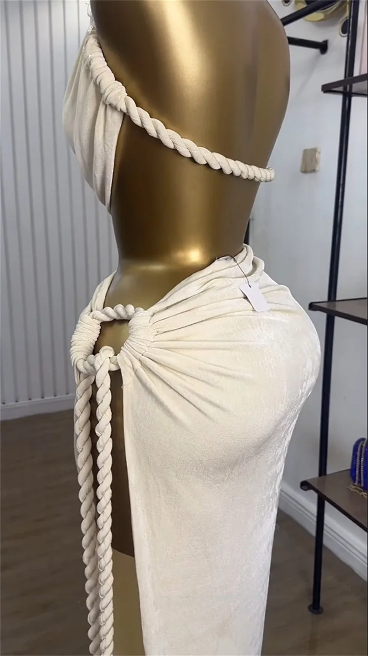 レディースドレスセット ホルターネッククロップトップとハイサイドスリットマキシロングスカートスーツ ツーピースセットアップ