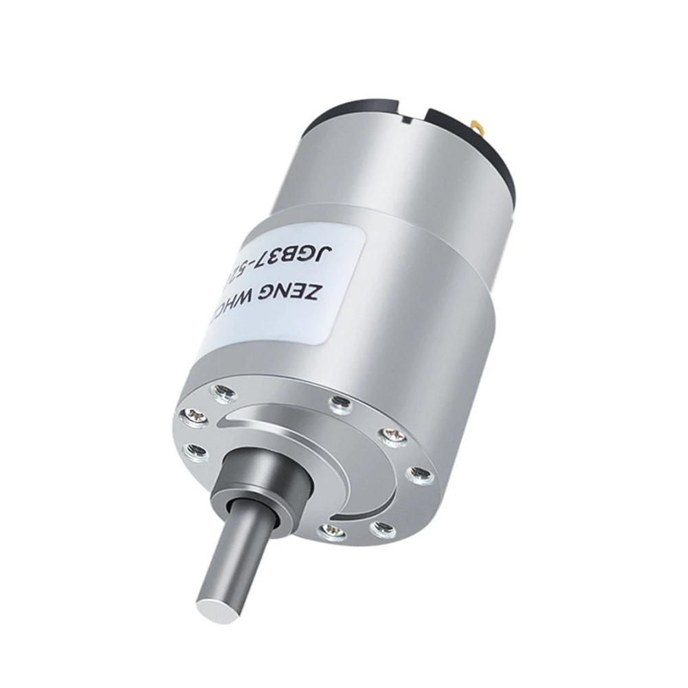 Reliable JGB37 Model DC Gear Motor at Voltage of Six Volts and Seven Revolutions Per Minute With a Support Bracket