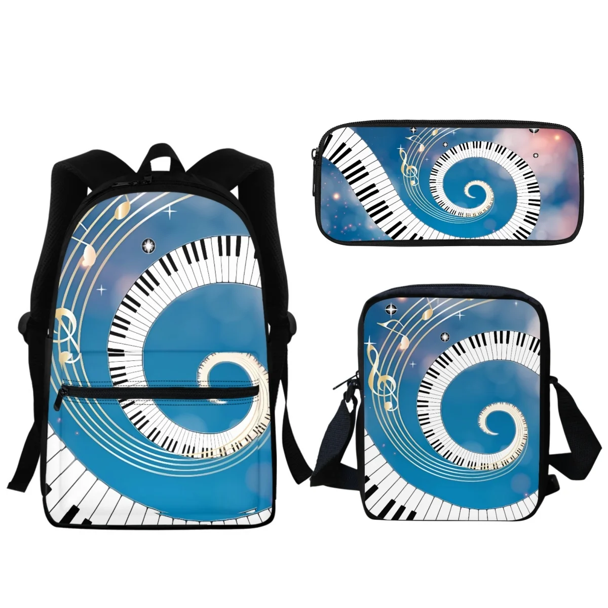 Piano Key Note Design Student School Bag Music Theme Zipper Boys Girls Children Backpack High Quality Messenger Bag Pencil Case