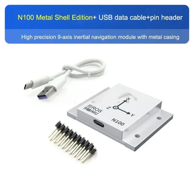 9-Axis Attitude Sensor N100 with Metal Shell USB Serial Port Output High-precision IMU Inertial Navigation Module for ROS Robot