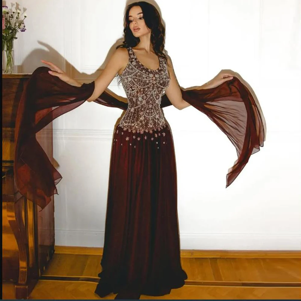 

Вечерние платья со стразами по индивидуальному заказу и шарфом, широкий ремень, кристаллы, длинное платье макси длиной, шифоновое платье из бисера, Vestidos de noche