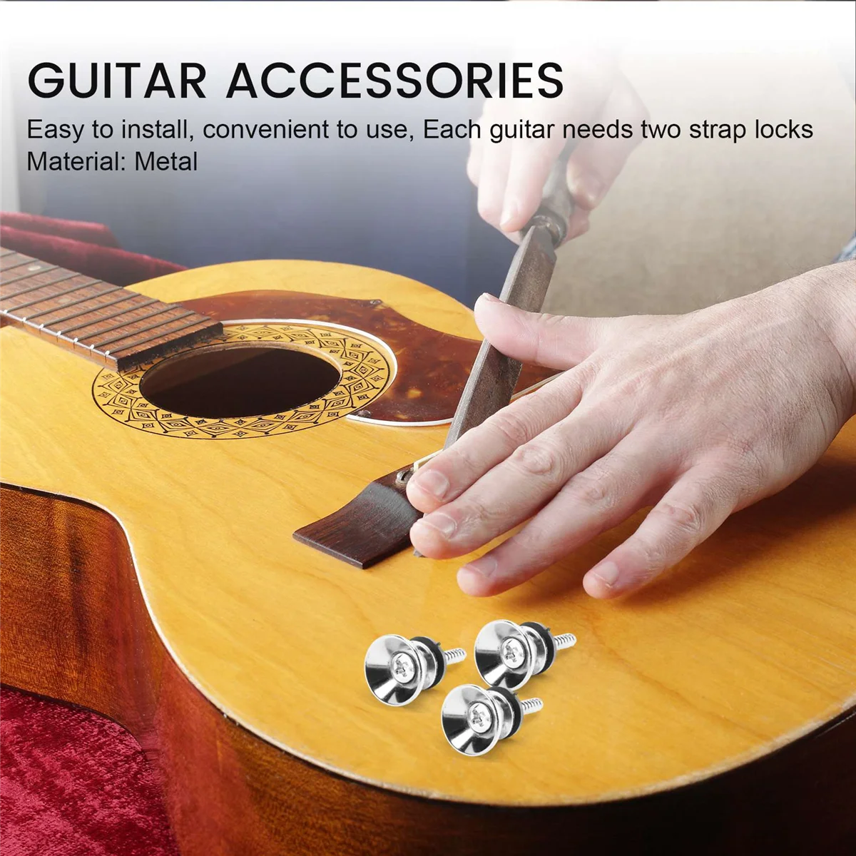 Guitar Bass Chrome Metal End Pin Strap Buttons Locks Cushion Screws (16Pcs) HOT