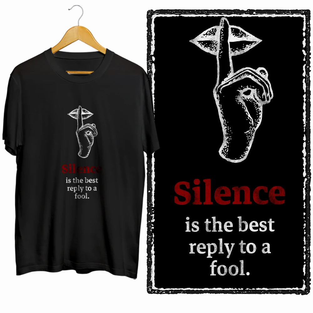 Coolmind ZG006 100% Cotton Exclusive Graphic Silence Print Men T-Shirt Big Size O-Neck Cotton Men T-Shirt Loose Tee Shirts Tops