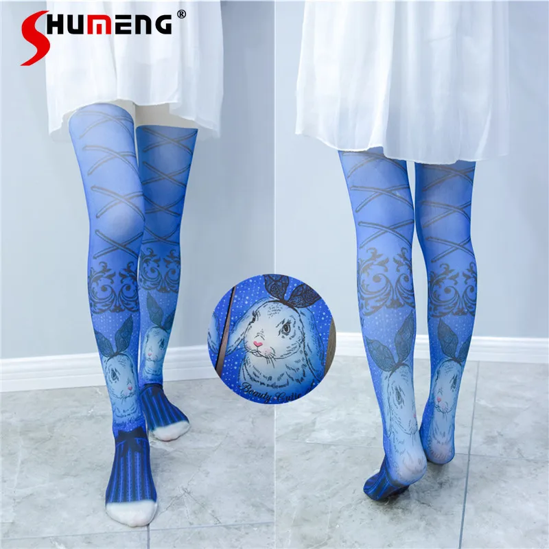 

Ladies New Hosiery Dark Fantasy Girl Lace Cartoon Rabbit Bow Pantyhose Cosplay Japanese Lolita Style Sweet Cute Sexy Stockings