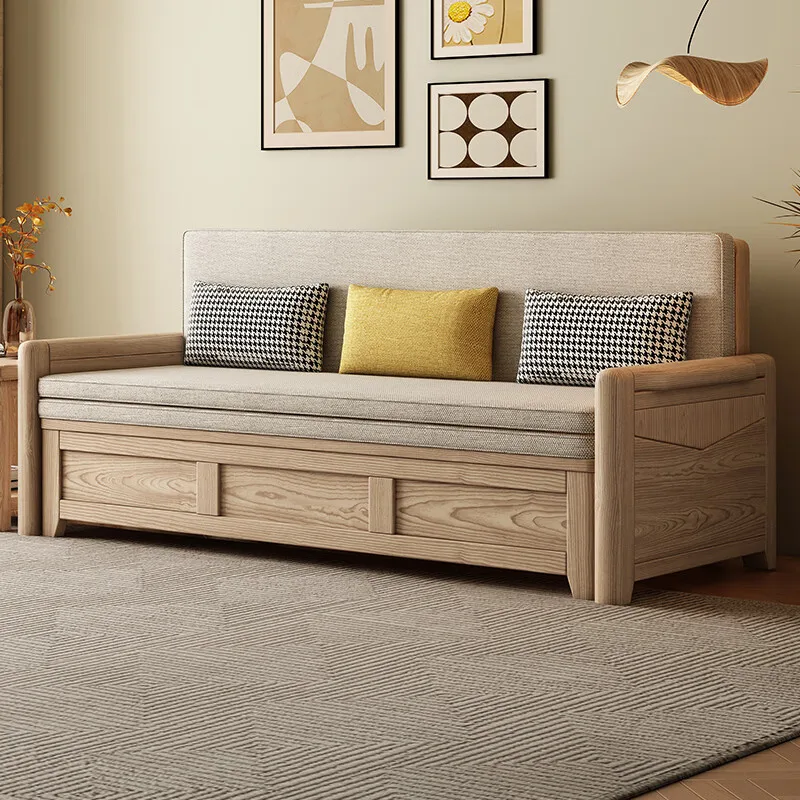 사용자 정의 가능한 단단한 나무 소파 침대 다기능 푸시 풀 스토리지 더블 침대 연구 거실 접이식 개폐식