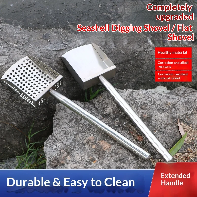 Extended Stainless Steel Rake Shovel for Beach Gathering Shellfish Sieve Dredge for Seaside Sand Ideal for Digging Mussels And C