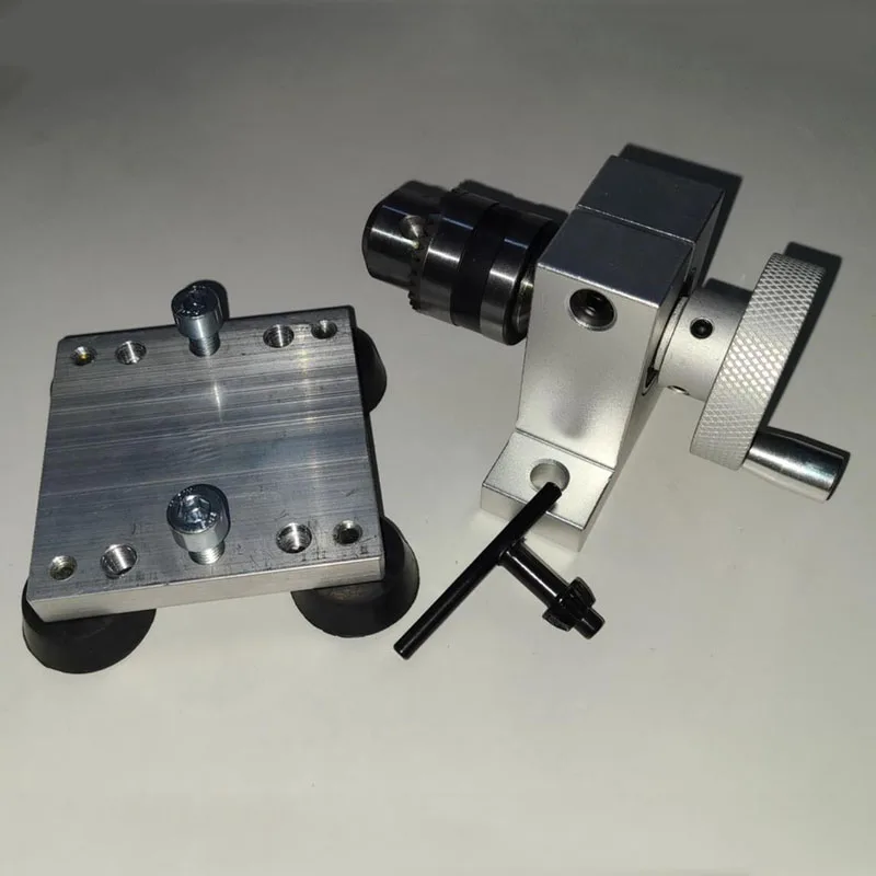 Desk Mount Rotary Tool Holder, Mini Manual Drill Chuck with Base - B12 1.5-10mm, SK30-A, Aluminum Alloy