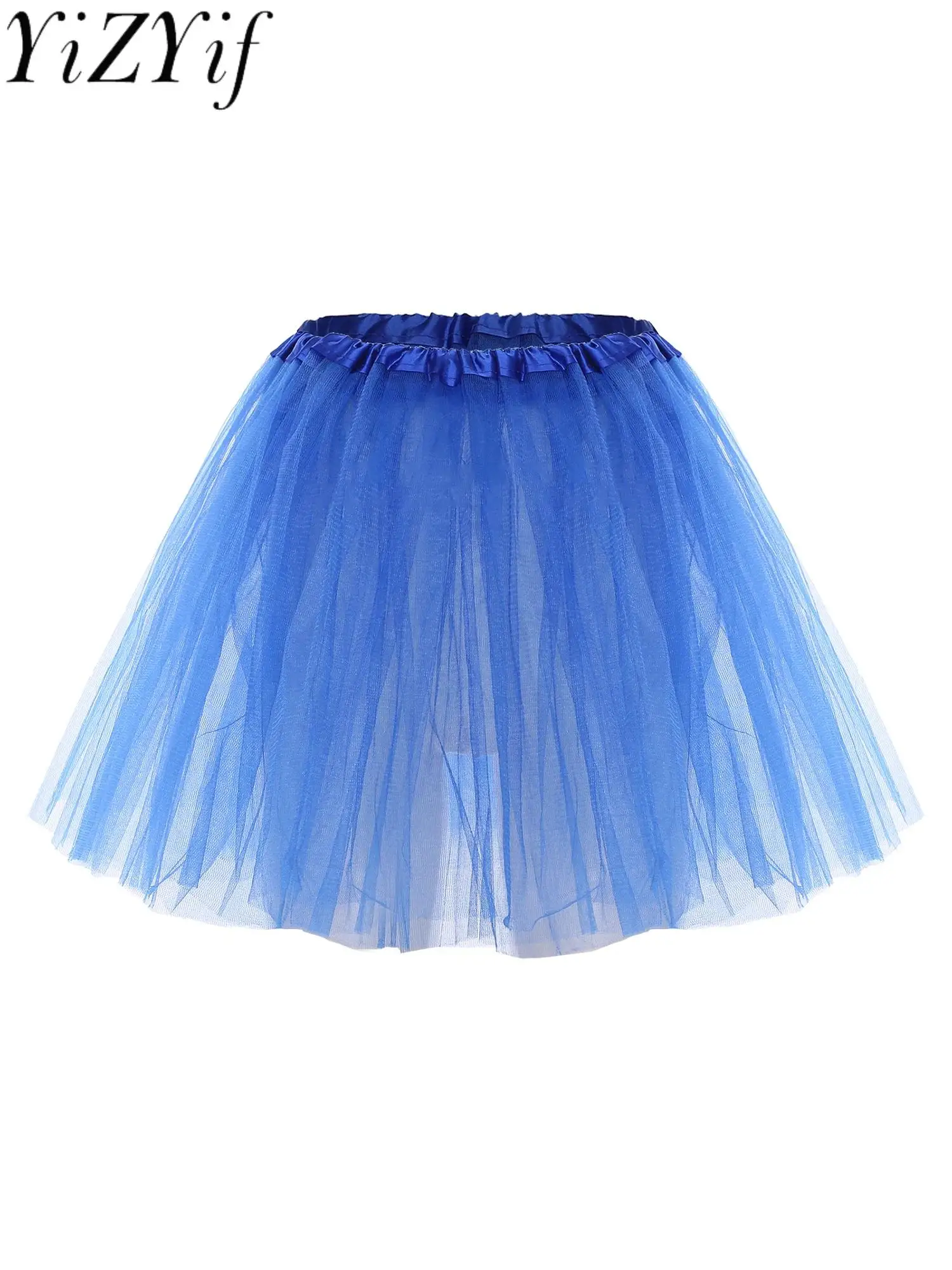 

Women Ballet Dance Stage Performance Tutu Skirt Elastic Waist Pleated Hem Puff Skirt Lolita Leotard Cover Dance Underskirts