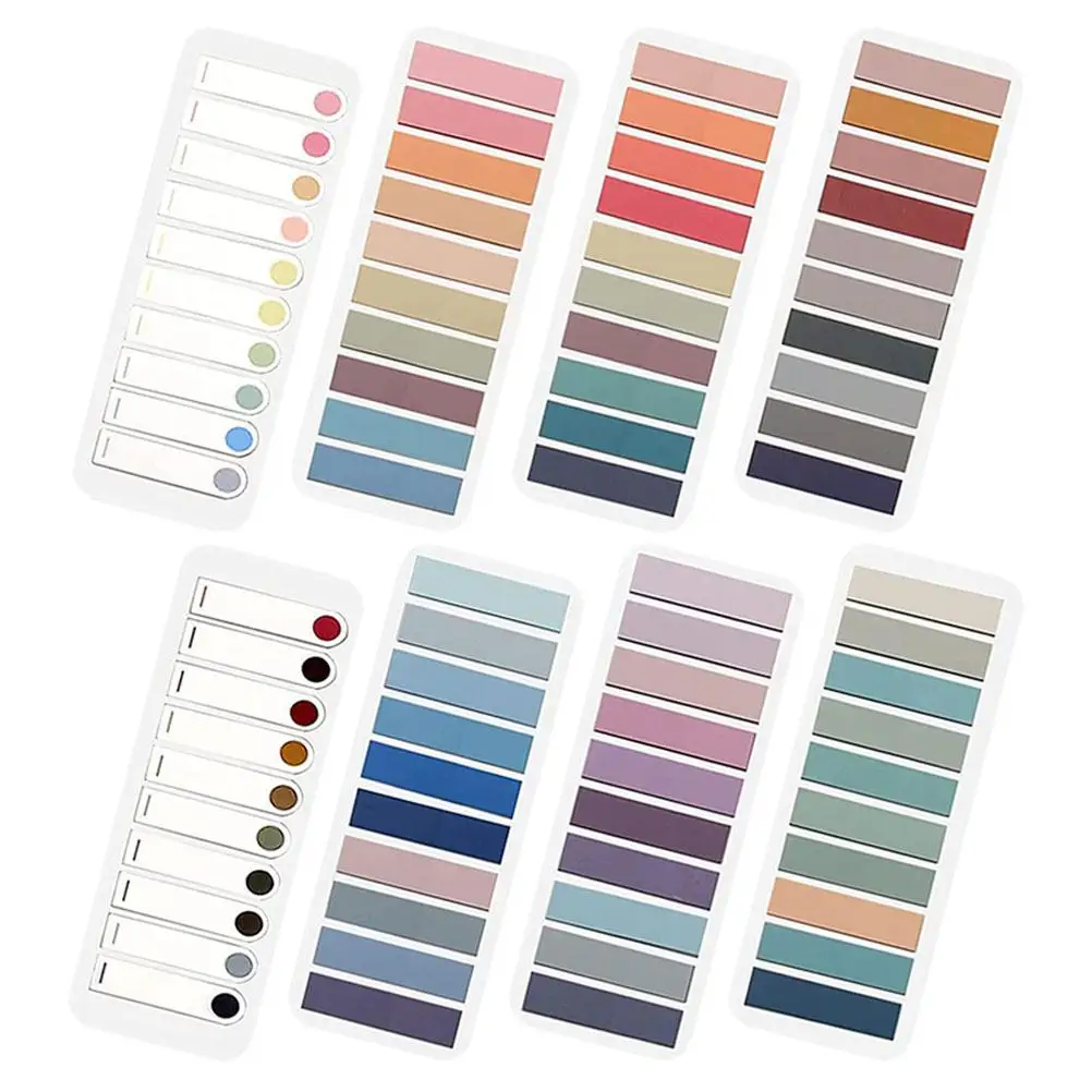 8 Books Self Adhesive Notes Pastel Page Markers Highlight Strips Reading Supplies Sticky Sentence Bookmarks