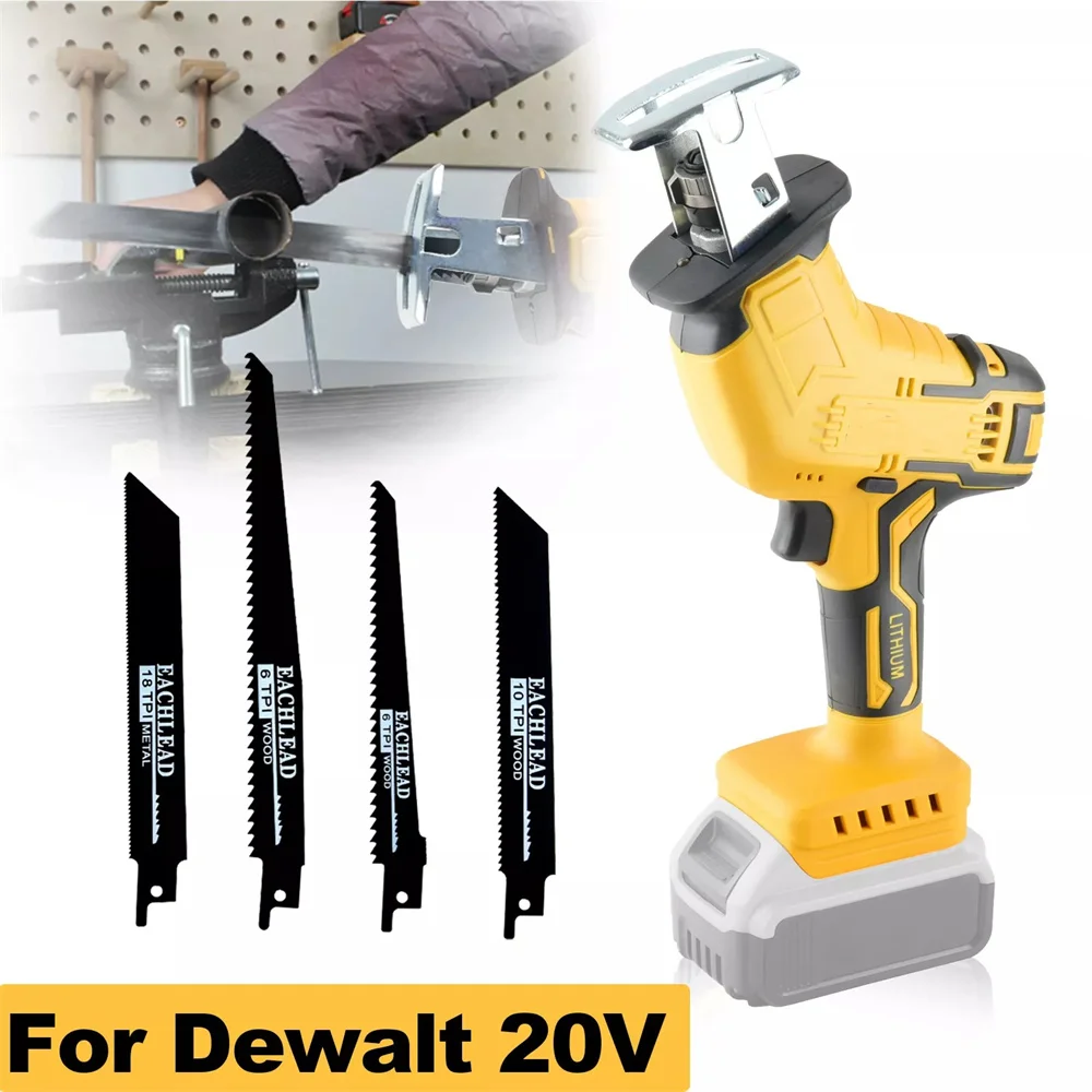 전기 왕복 톱 LED 조명 전기 말 칼 DeWalt 20V 최대 배터리에 맞는 작은 휴대용 야외 절단 톱