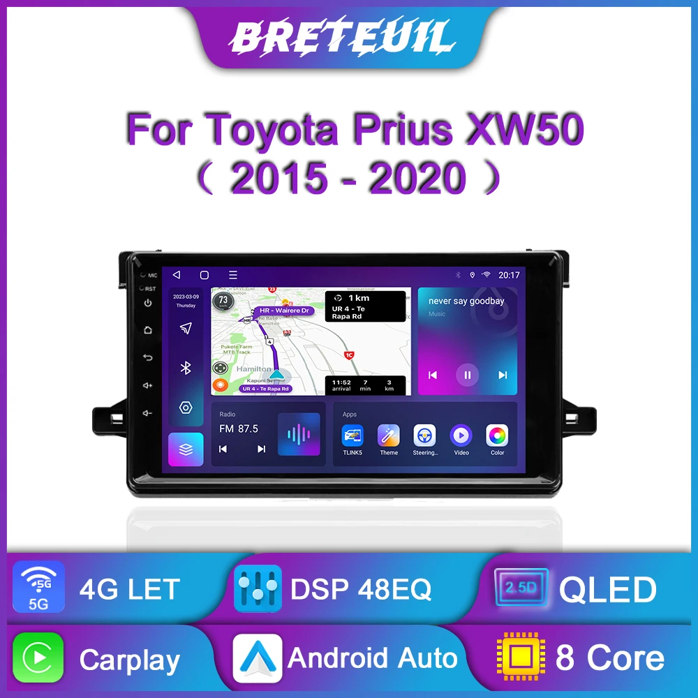 For Toyota Prius XW50 2015-2020 Android Car Radio Multimedia Player Navigation GPS Carplay Screen Auto Stereo Intelligent System