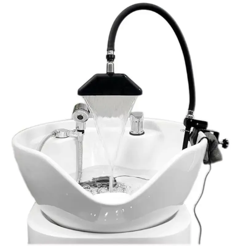 Ceramic basin universal shampoo bed with head therapy medicine soup universal water circulation accessories waterfall faucet sho