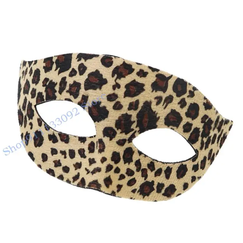 

H9ED Дышащий леопардовый узор на половину лица, аксессуар для костюма для вечеринки, Хэллоуин