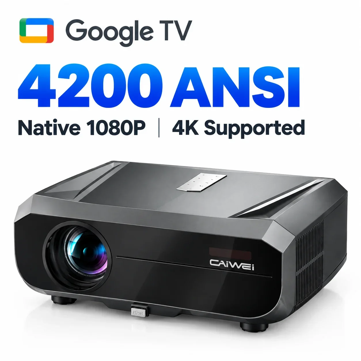 900D 4200ANSI 4K Projector Native 1080P Google TV WiFi6 TOF Auto Focus for Movies Night Gaming Smart Home Theater Projector 2026