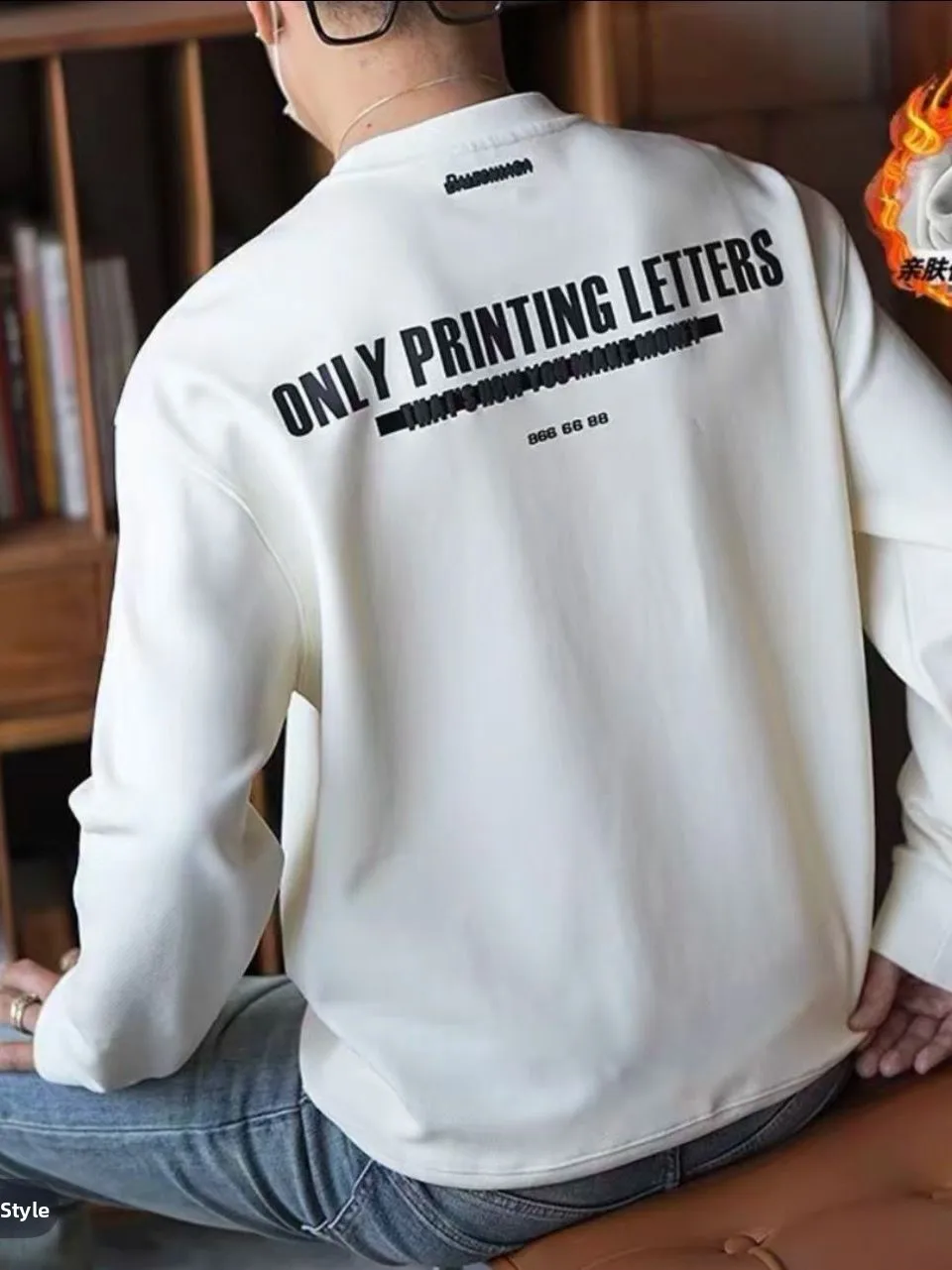 

Loose Fit round Ne Sweatirt Men's Casual Comfortable Long Sve T-irt Letter Print Street Sle Spring Autumn Top