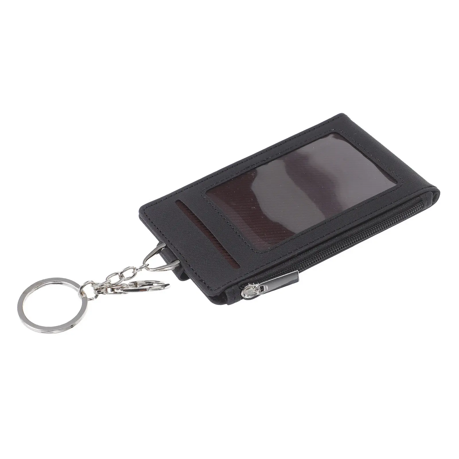 Card Holder with Key Ring PU Material Waterproof Keychain Wallet for Business Daily Commute Office Travel Card