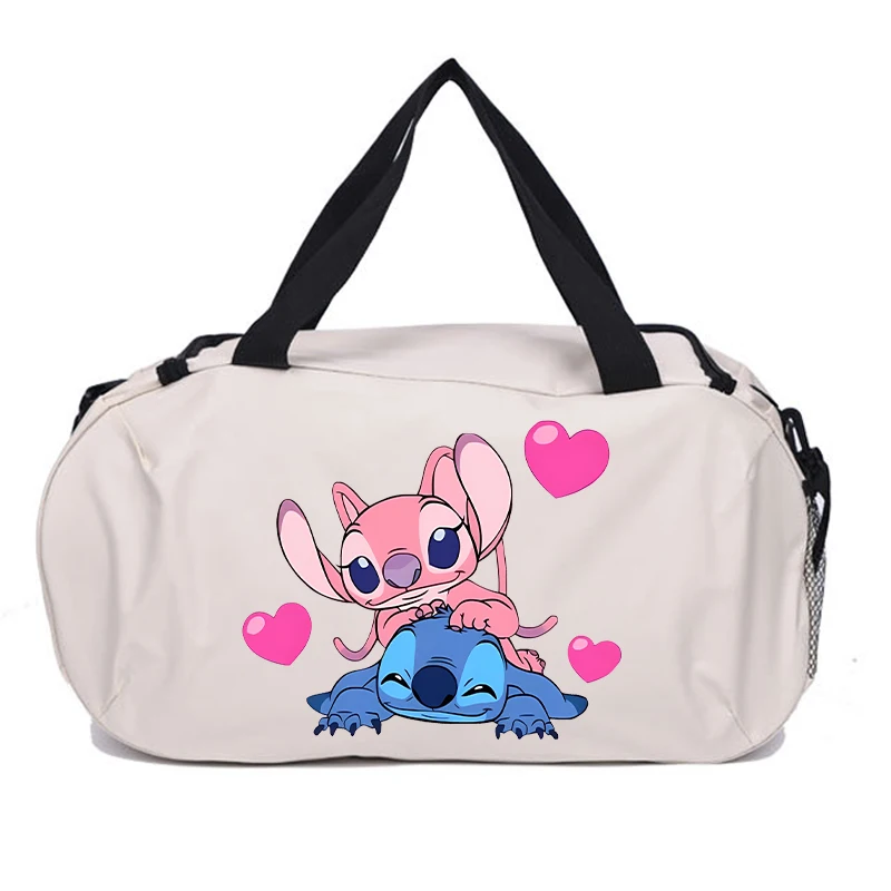 Lilo Stitch Travel Bag Kawaii Disney Cartoon Printed Luggage Bags Outdoor Camping High Capacity Backpack Oxford Cloth Gym Bag