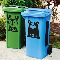 3 X Wheelie Bin Personalised Sticker Customized House Number Woodland Animal Theme Decal