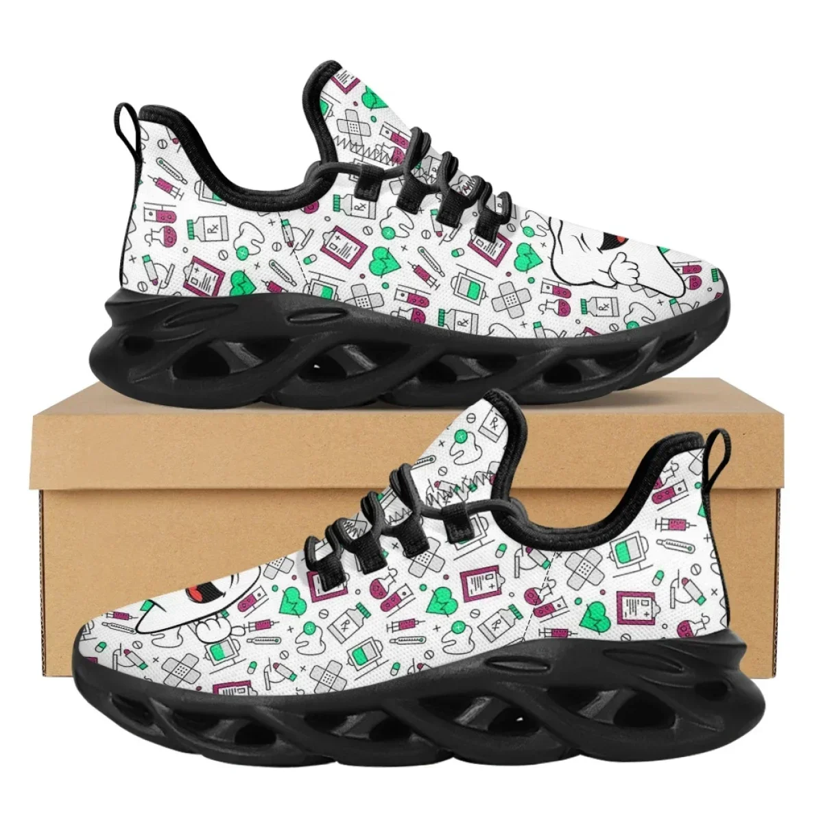 

Летняя обувь для кормления с 3D принтом зубов Kawaii, дышащая удобная прогулочная обувь на шнуровке, стоматологическое оборудование, повседневная обувь с принтом