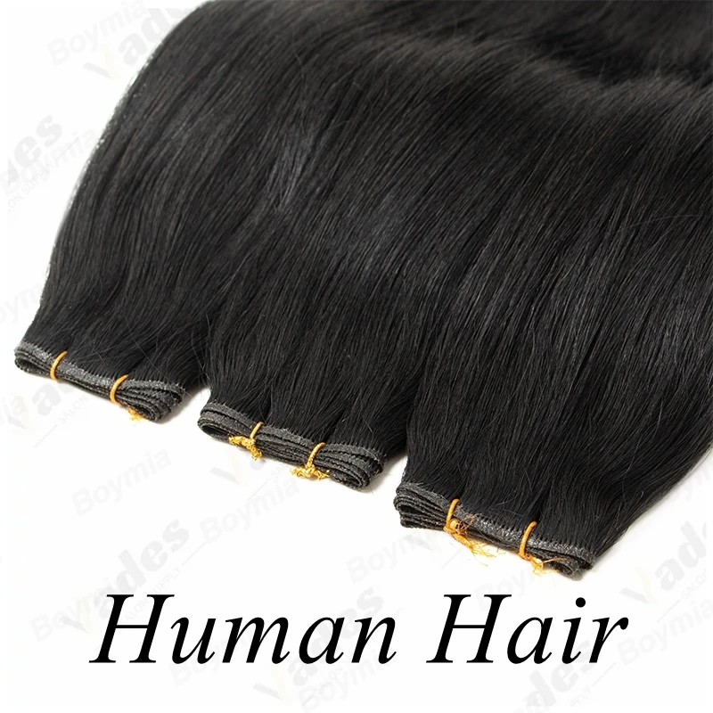 Boymia Human Hair Bundles Sew in Genius Weft DIY Hair Extensions for Women Use Real Hair Bundles 12''16