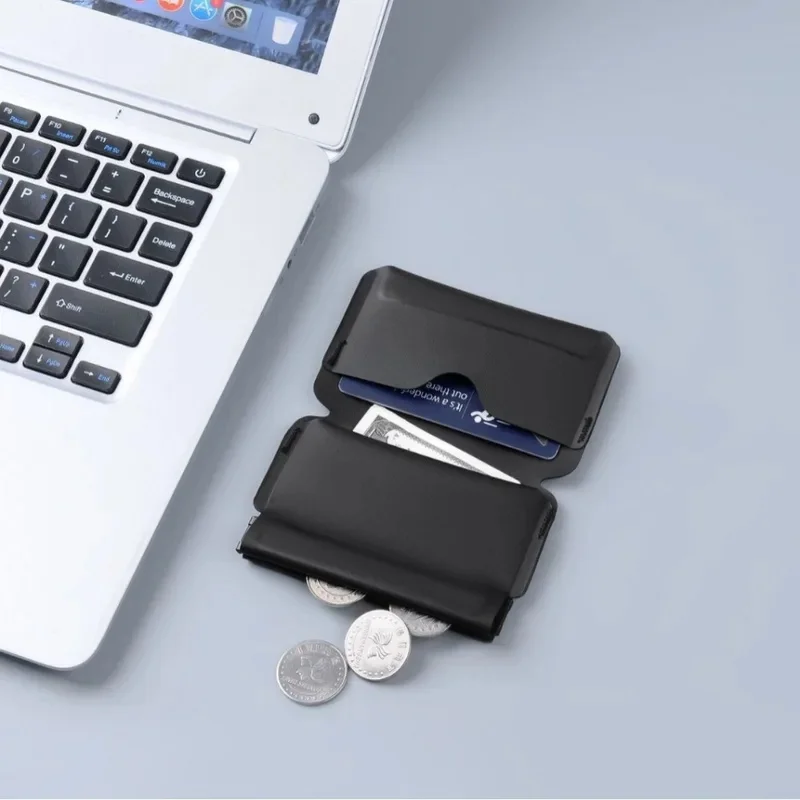 Portable Ultra-light ID Business Card Holder Mini Folding Wallet Multiofunctional Magnetic Buckel Coin Purse EDC Pouch JJ5067