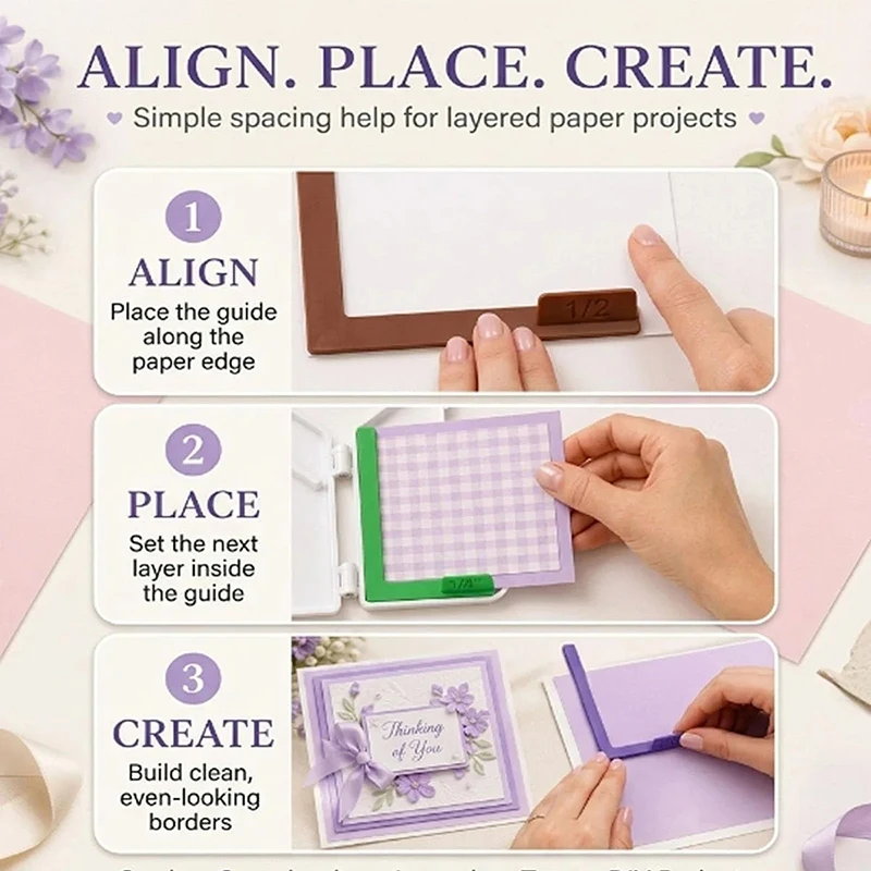 Paper Crafting Alignment Guide Set With Storage Box 7 Edge Precision Laminated Spacers Color Coded Card Making Scrapbooking DIY view 6