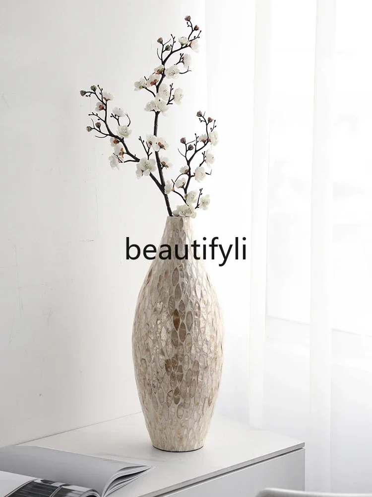 Natural Fritillary Decorative Vase Wabi Wind Shell Flower Arranger Home Premium Desktop Ornament