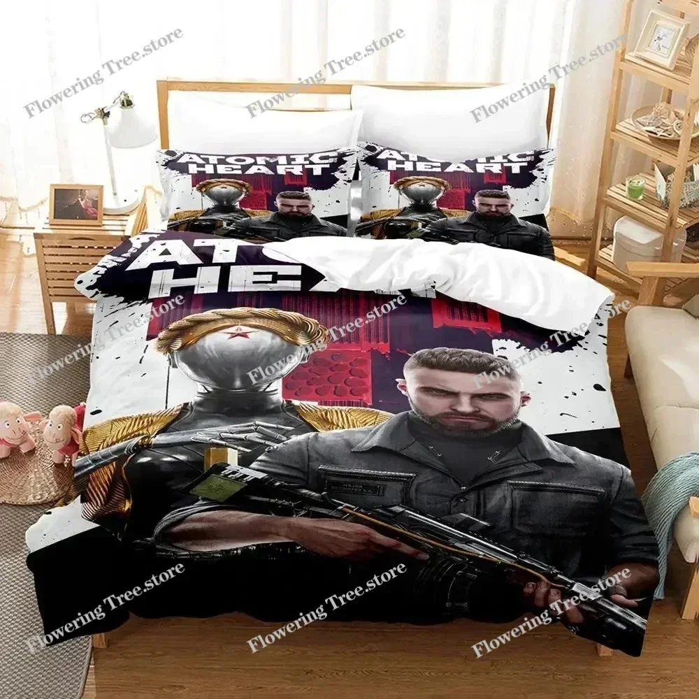 3D Print Game Atomic Heart Bedding Set Duvet Cover Bed Set Quilt Cover Pillowcase Comforter king Queen Size Boys Adult Bedding02