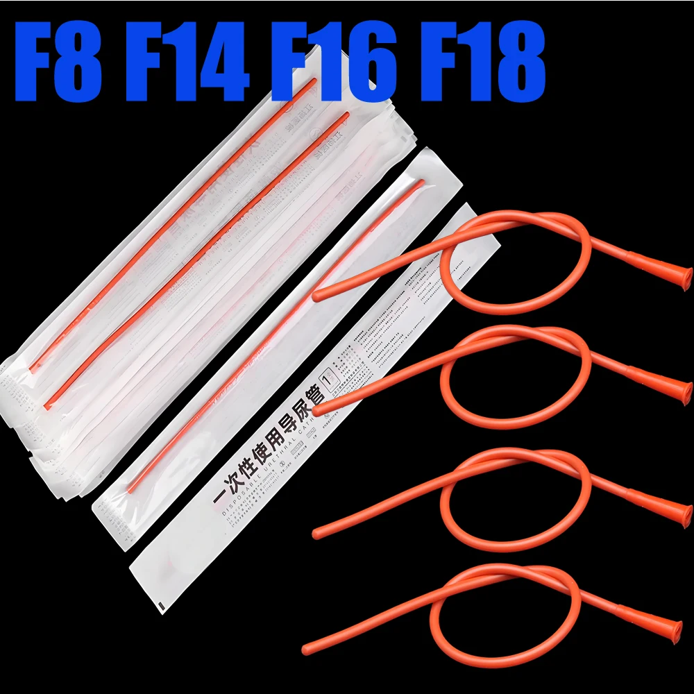 

20/60/100Pcs Disposable Red Catheter Urine Medical Sterilization Home Care Latex Foley Catheter 38cm