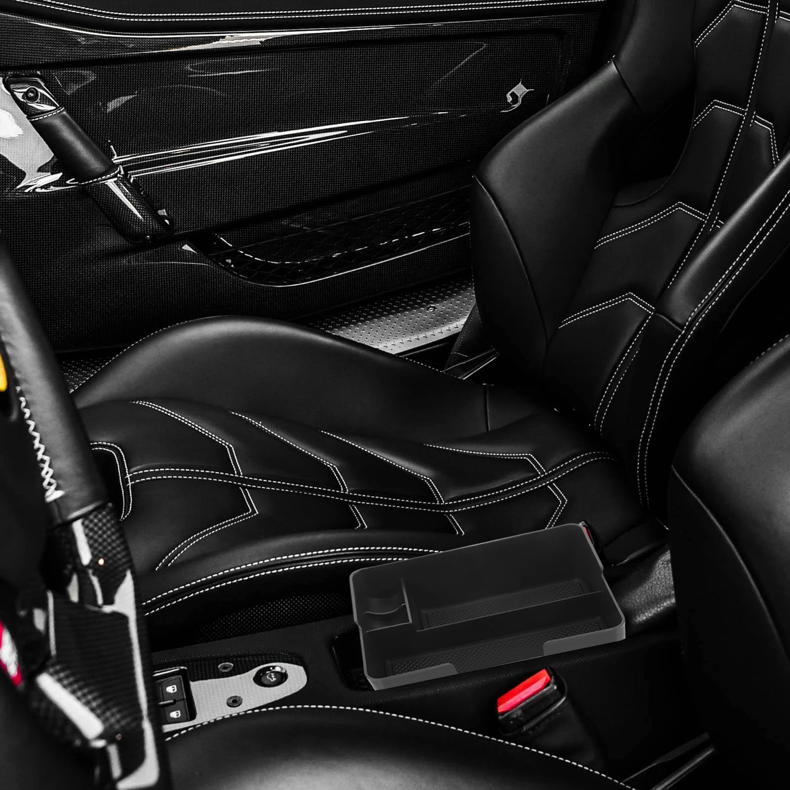 

1pc Center Console Storage Organizer Tray For 3 Slip-Resistant Durable Armrest Compartment Automotive Accessories