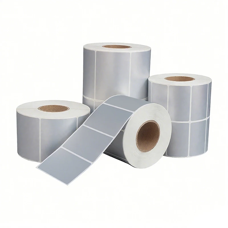 ماتي الفضة PET تسمية الباركود 20 30 40 50 60 70 80 90 100 ملصق طابعة الشريط النقل الحراري