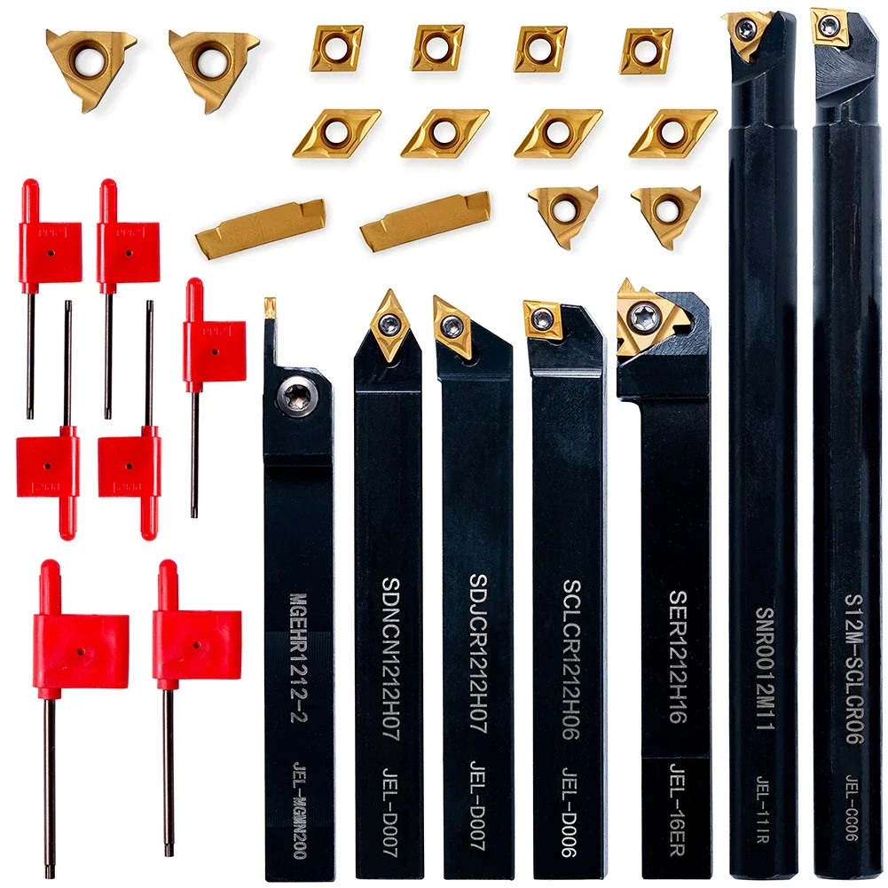 Lathe Threading Tool 1 2 12mm CNC Tool Bit Set Machining Convenience Shock-Proof Design 42CrMo Steel Construction