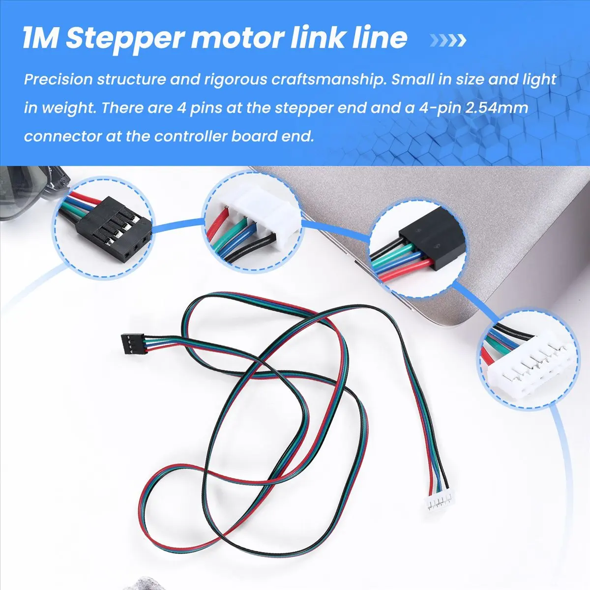 

[A90P] Extended NEMA 17 Stepper Motor Cable 1M Long 4 6 Pin 3D Printer Dupont