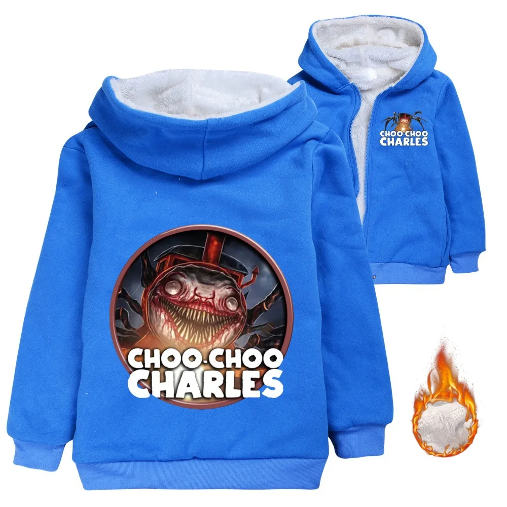 Choo Choo Charles Winter Hooded Sweater Warm Zipper Jacket for Kids Boy Girl